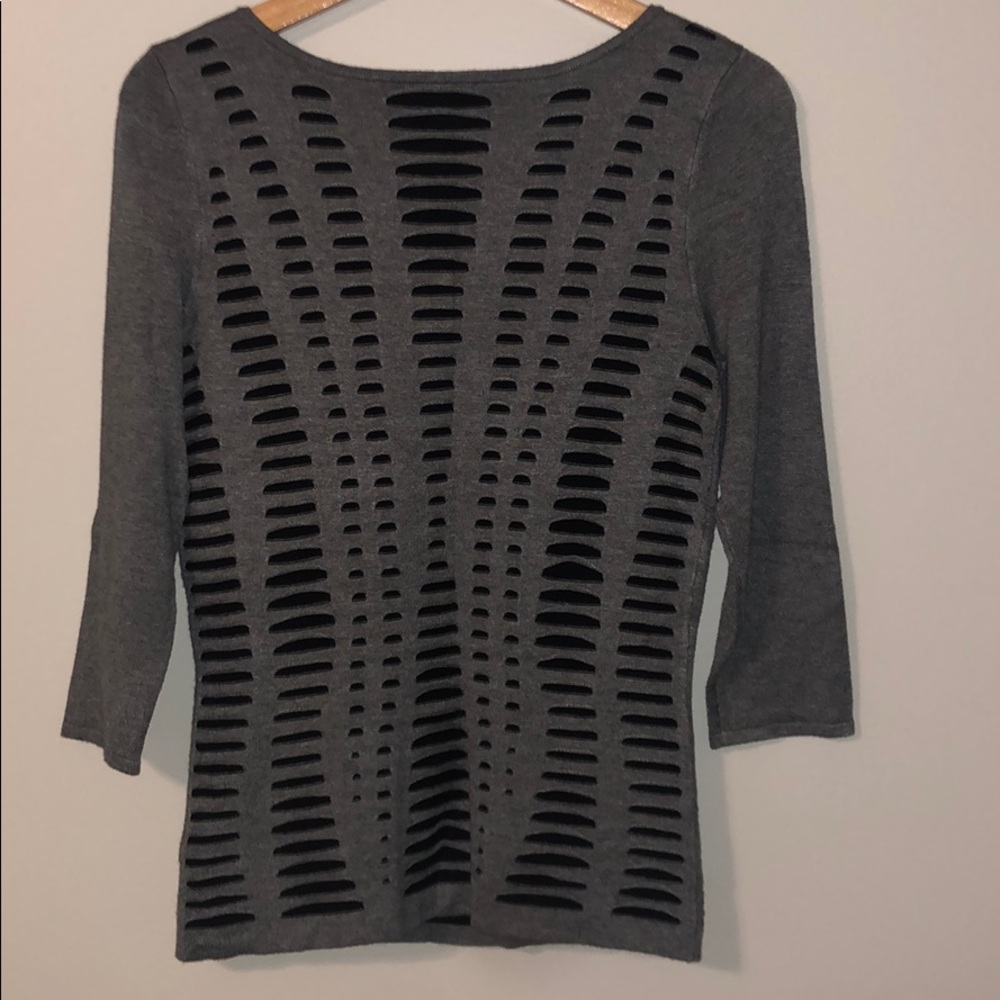 Express Gray & Black Ripped Distressed Sweater - Picture 6 of 6